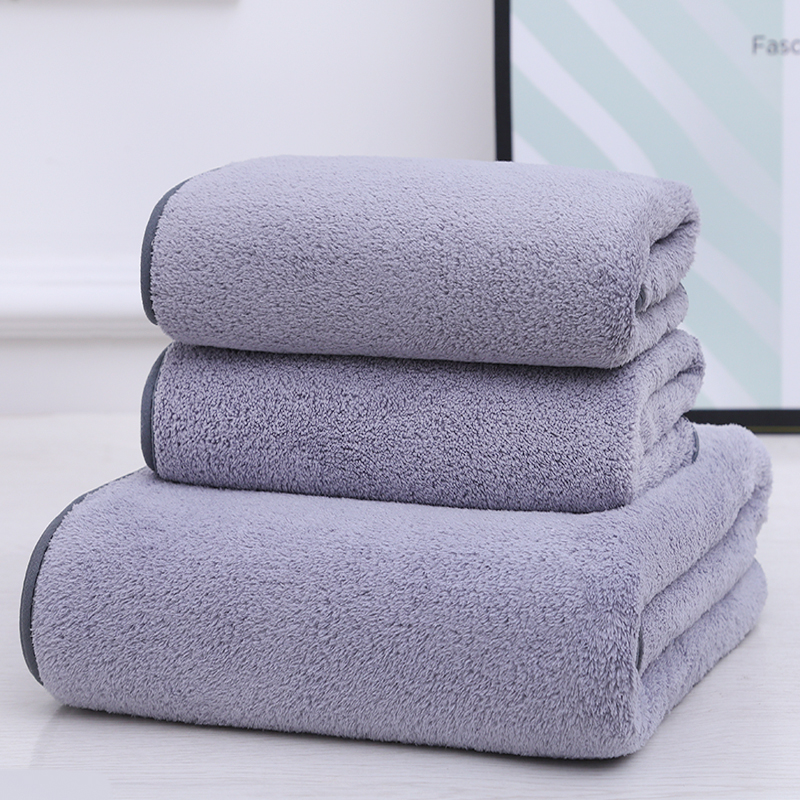 斜月三星 珊瑚绒毛浴巾组合三件套 2毛巾+1浴巾